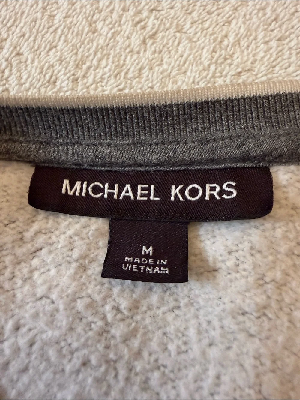 Michael Kors Logo Sweatshirt Gray Fleece Lined Pullover Crewneck Medium